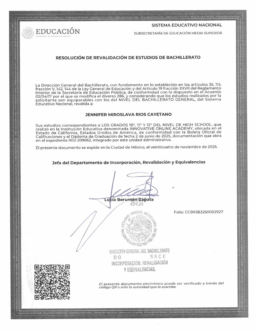 Resolución de Revalidación SEP (México)